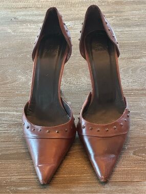 Zara Brown Pointed D'Orsay Pumps with Stud Accents size EU40/ US9